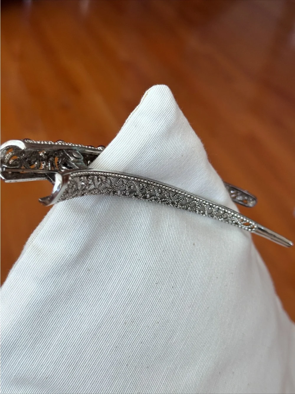 Silver Crystal Barrette with Red and Pink